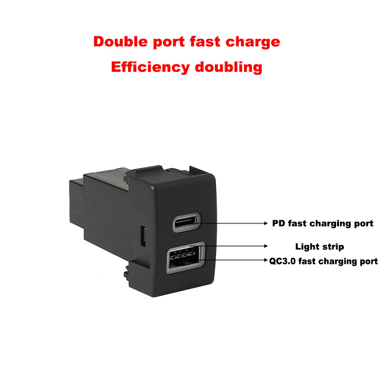 Car Charger Socket QC3.0 Dual USB PD Type C 12V Charging Outlet Power Adapter Phone For Suzuki Jimny 07-15 Wagonr WagonrX5