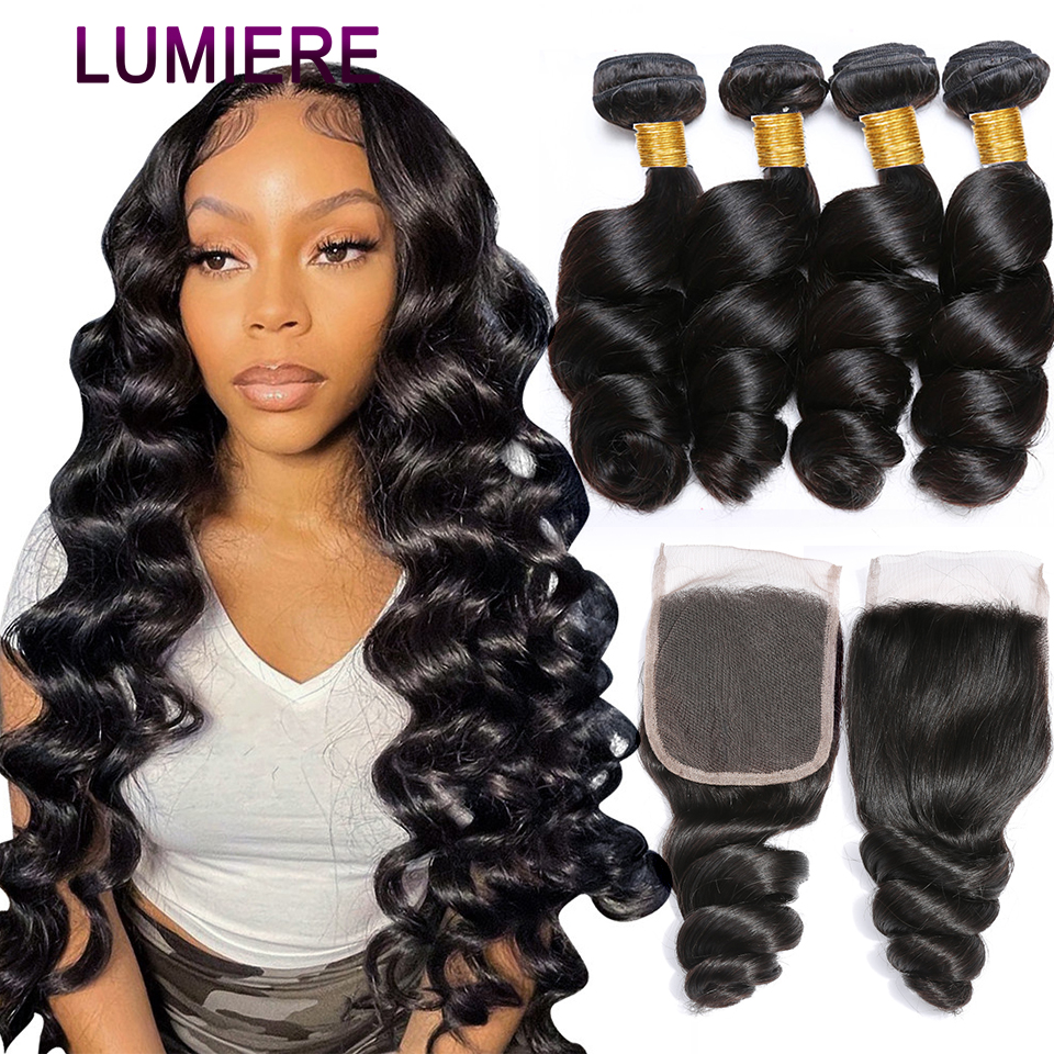 Deep 8-40" Wave Loose Human Hair Bundles With Closure Frontal Brazilian Body Wave Ddmysmile Virgin Human Hair Weave Extensions 3/4 Bundles Smile 