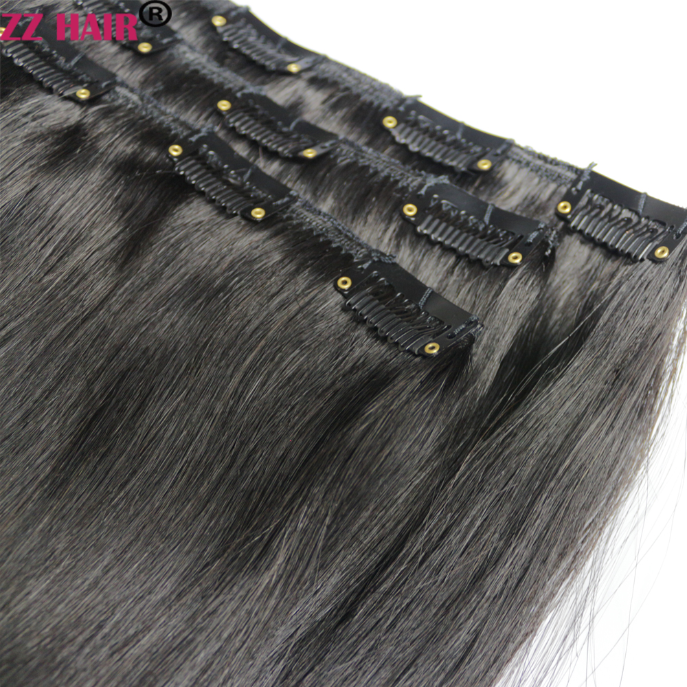 Human Brazilian ZZHAIR 100% Remy Hair Extensions 16"-24" Clips-In Three Pieces 3Pcs Set Ddmysmile 100G-120G 1X20cm 2X15cm Natural Smile 100%
