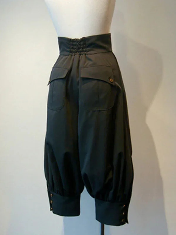 Gothic Lolita Pant Grommets Black Cropped Trousers Ouji Boystyle Pants 240401
