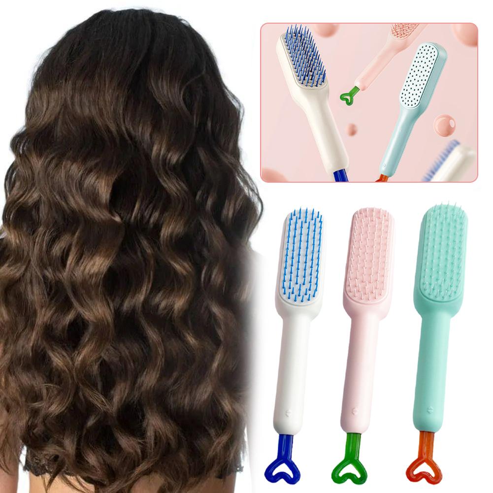 Magic Retractable Comb Self Cleaning Hair Brush Massage Hair Smoothing Comb Anti-static S1J0