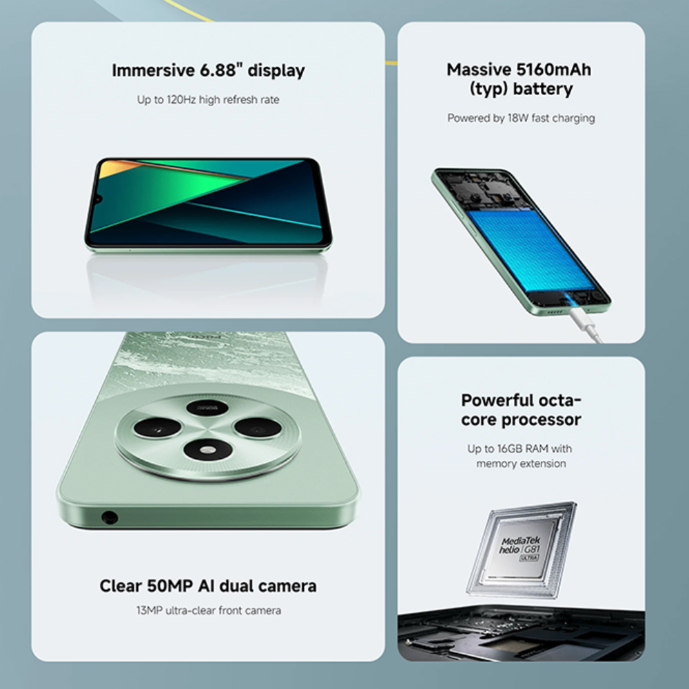 Global Version Xiaomi Smartphone POCO C75 6+128GB/8+256GB Android Handy 50MP Dual Kamera NFC 5160mAh