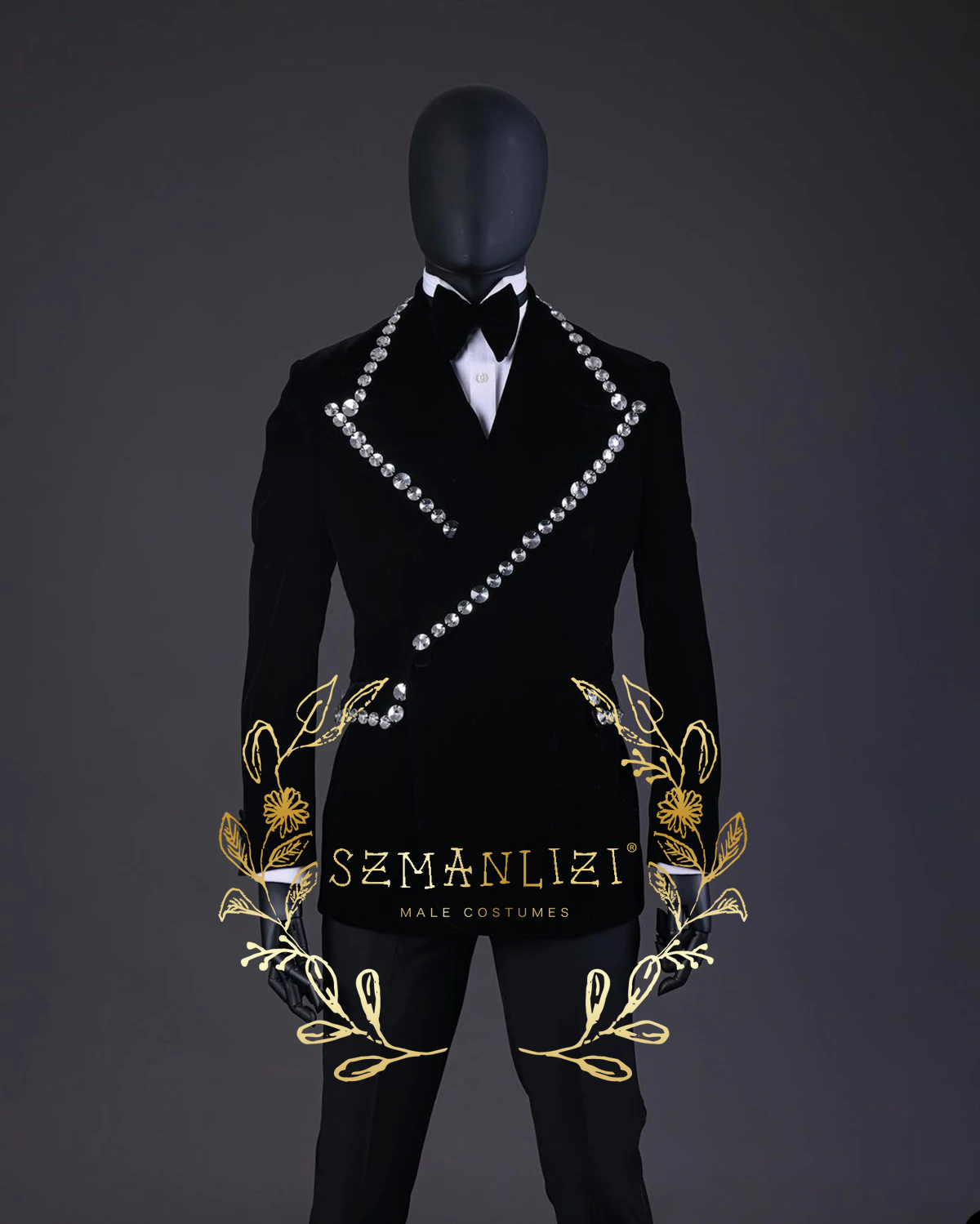Crystal Beads Men Suits Slim Fit Groom Wedding Tuxedos 2 Pieces Double Breasted Black Velvet Male Prom Blazer Costume Homme
