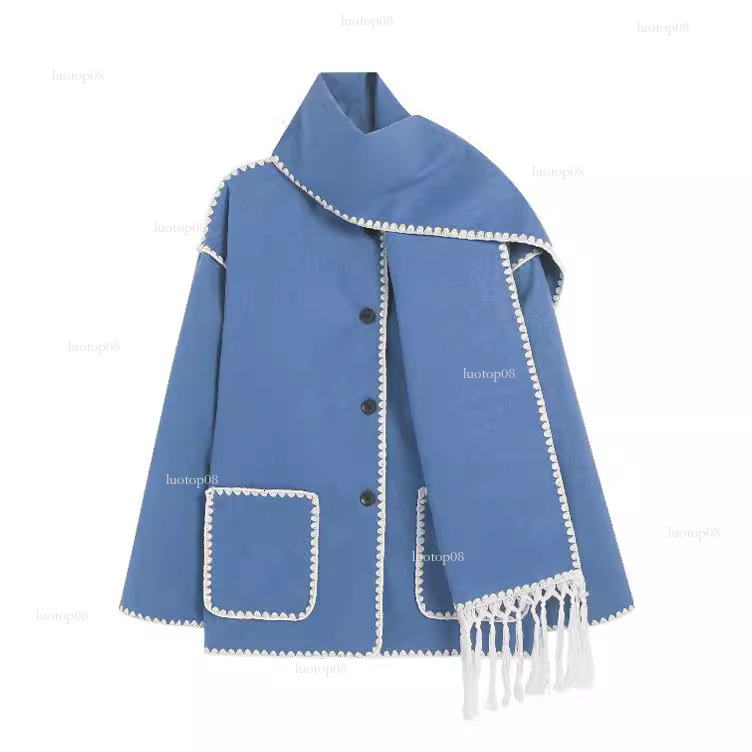 winter jacket women womens coat european and american womens clothing 2024 autumn and winter new fashion woolen coat thickened loose with scarf tassel