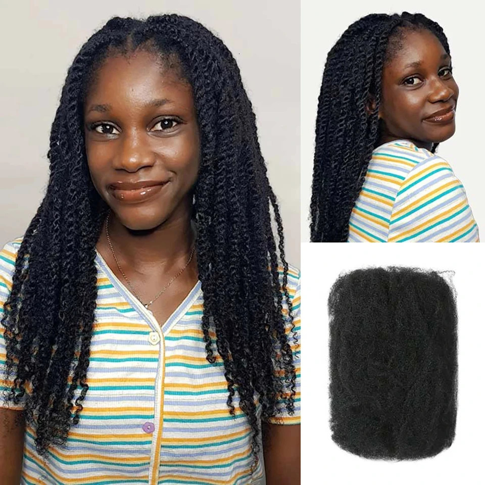 Brazilian Bulk Hair No Attachment Afro Kinky Bulk Human Hair Bulk Queen Dreadlock Natural Color Braids Hair QVR Hair 241113