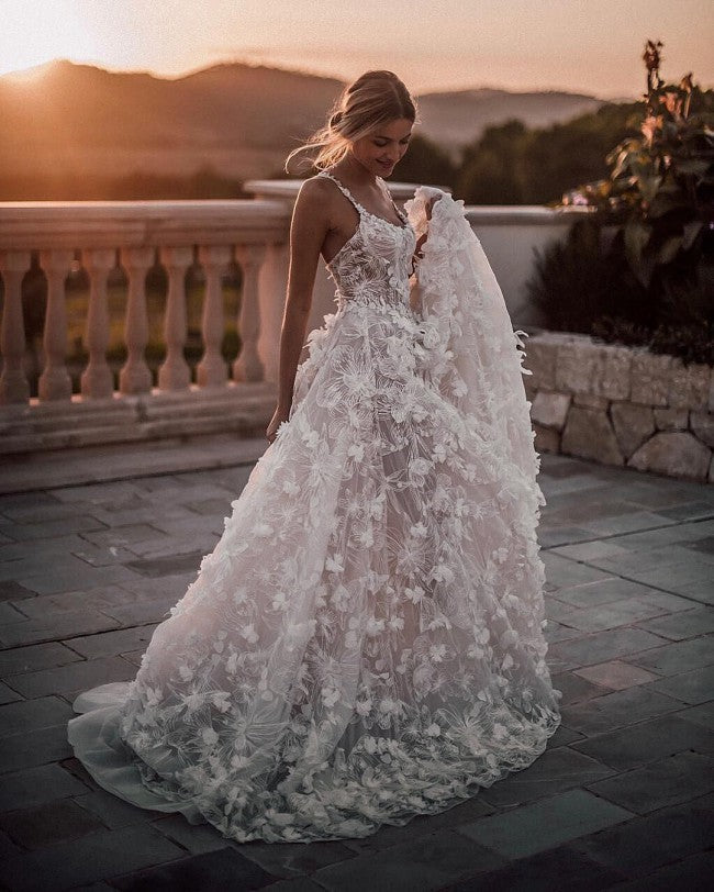 Romantic Ball Gown Wedding Dresses 2024 Sweetheart with Lace Appliques Beaded Bridal Dress Detachable Sleeve Tulle vestidos de novia 04