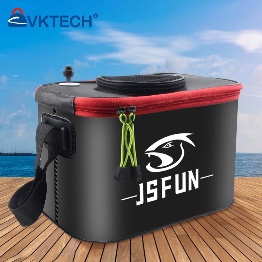 EVA Live Fish Box Carrying Handles Collapsible Fish Bait Bucket Breathable Net Top Cover Live Fish Container for Travel Camping