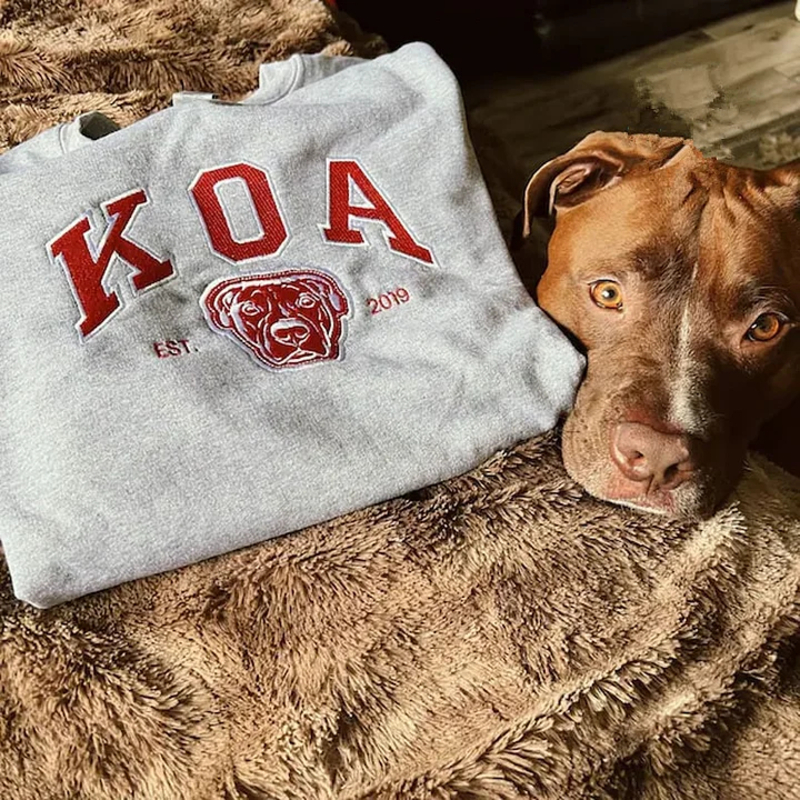 Personalised Embroidered Face and Name Sweatshirt Christmas Gift for Pet Lover