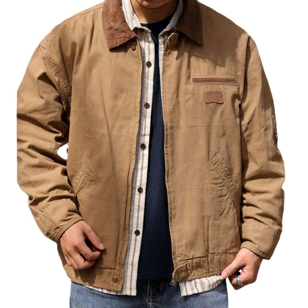 Vintage Heavyweight Canvas Men's Workwear Lapel Japanese Outdoor Jacket Autumn