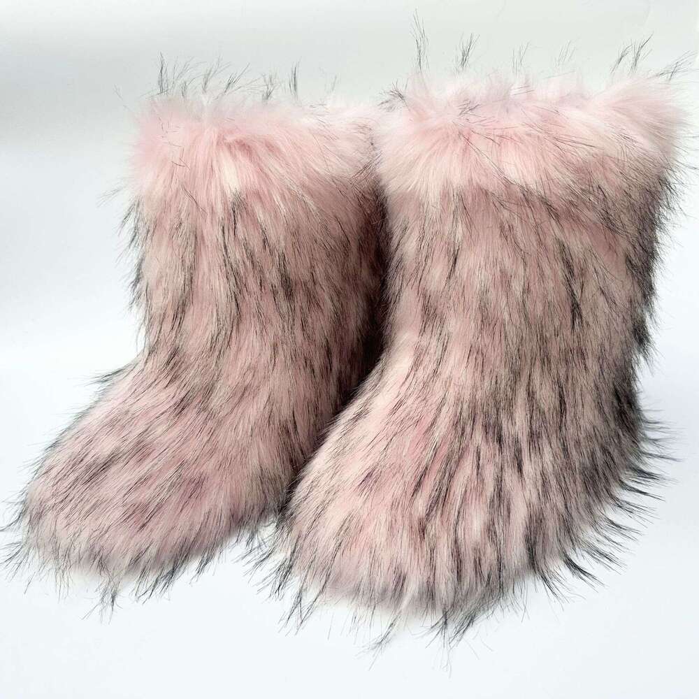 cute imitation raccoon fox fur shibuya spicy girl thickened largesized medium length fur snow boots