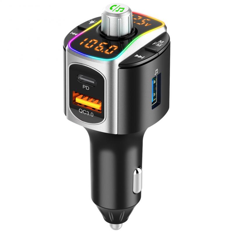Qc3.0 Fast Car 1/2PCS Charger Charge Universal Dual Screen Display Multifunctional Car Accessories Fm Transmitter smile