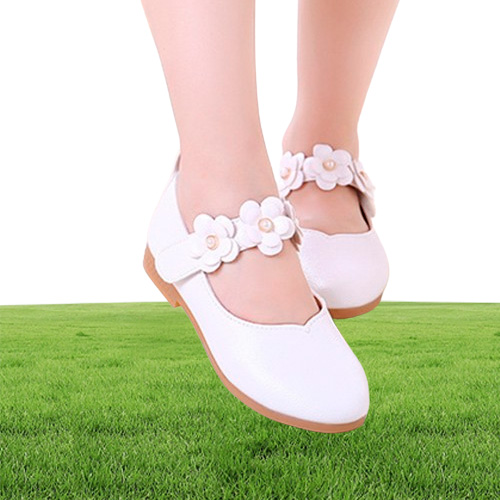 White Pink Kids Baby Toddler Flower Wedding Party Dress Princess Leather Shoes For Girls School Dance Shoes 116y