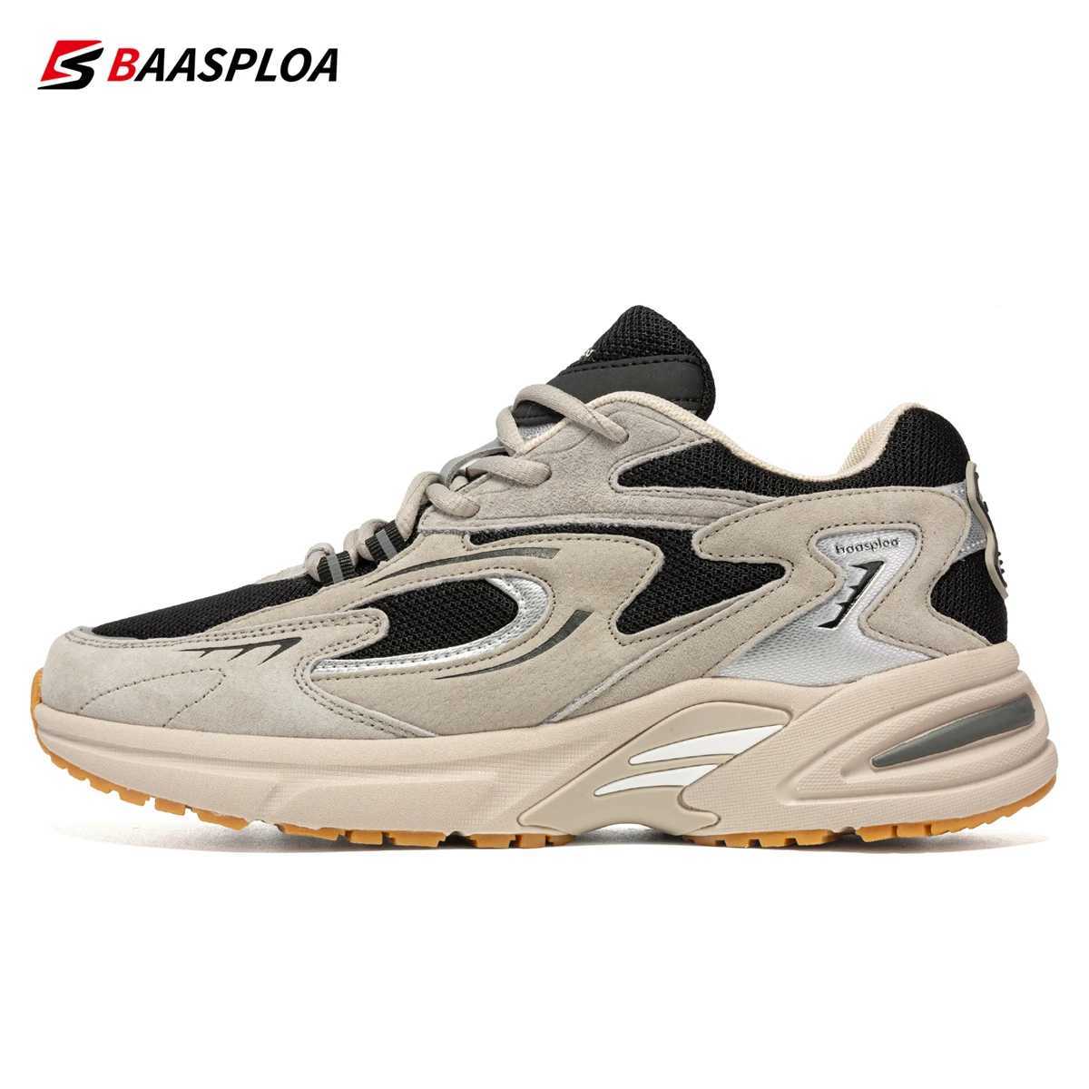 Bassploa Men Running Shoes 2024 New Casual Mesh Breathable Lace-Up Sport Shoes Male Fashion Lightweight Non-Slip Walking ShoesC250411
