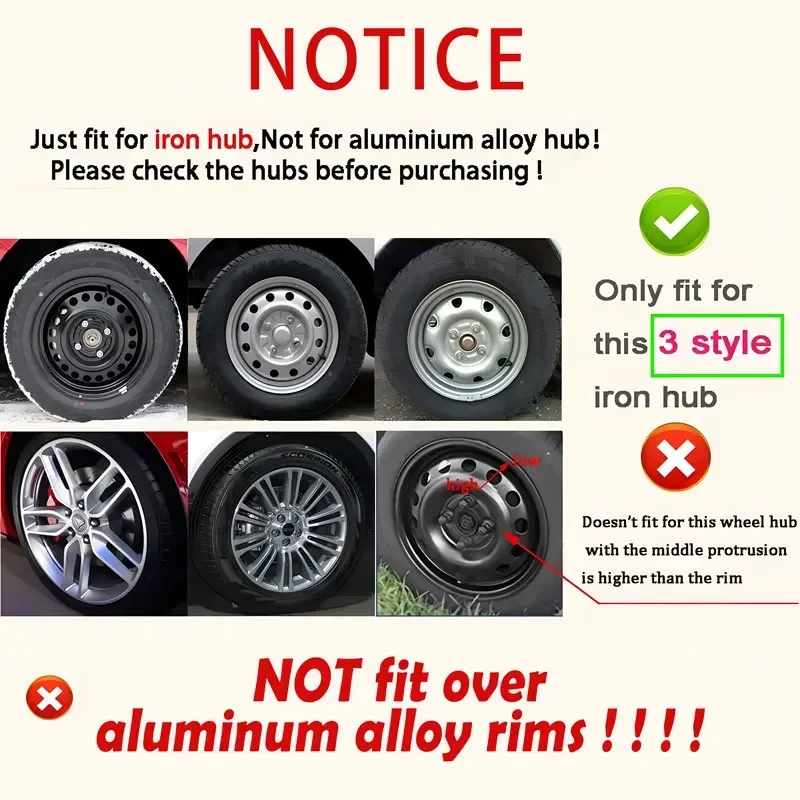 4PCS R14 R15 R16 Inch Universal Wheel Cover Hubcap Replacement Hub Caps Wheel Rim Cover PP Tire Accessories Snap On SUV Truck