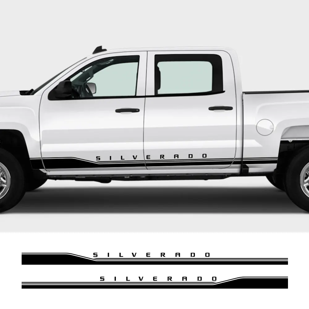 Pickup Stickers Car Door Side Skirt Stripes Decals For Chevrolet Colorado Silverado Vinyl Custom Decor Cover Auto Accessories