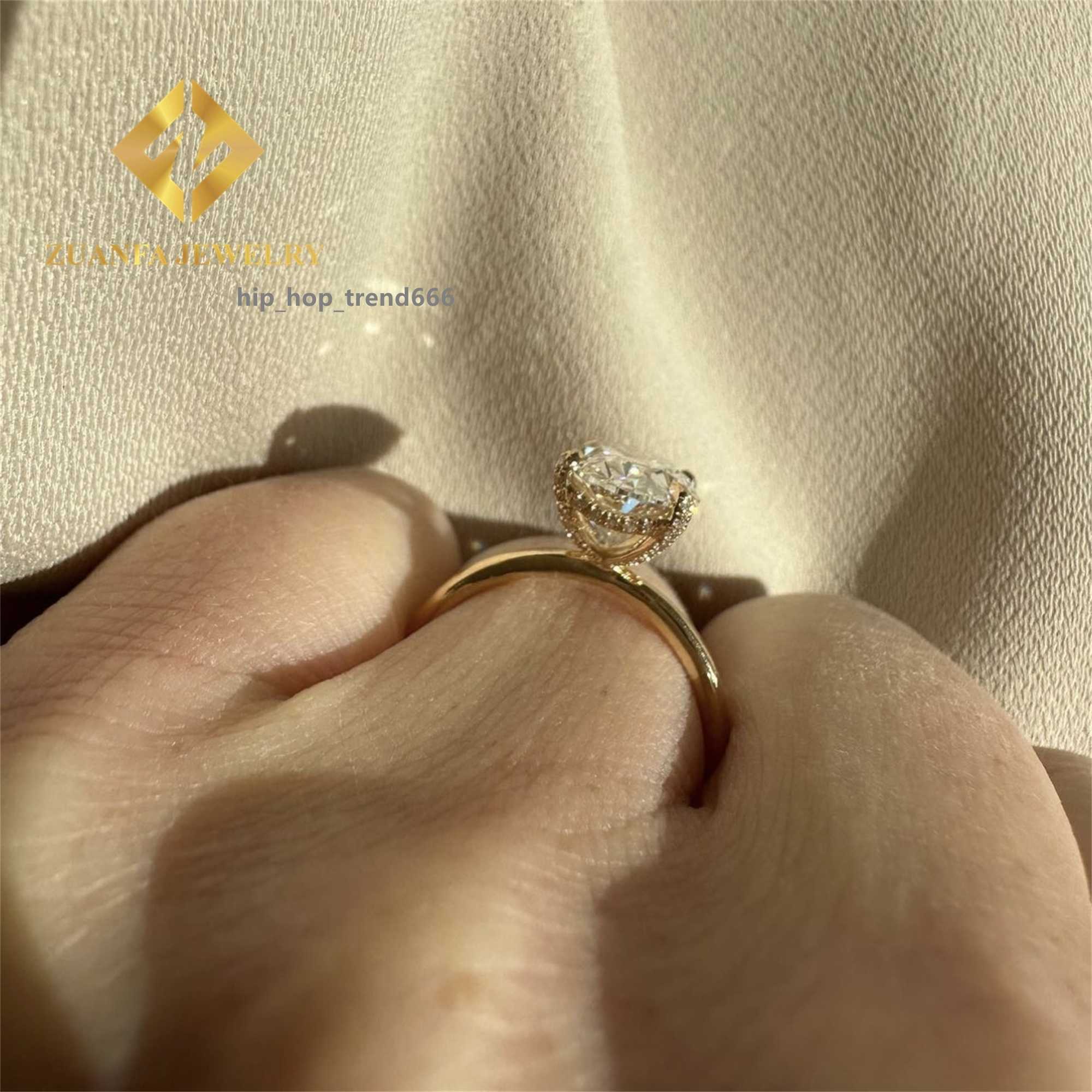 Custom Made 14k Solid Gold Luxury Gorgeous Bridal Wedding Jewelry 3Ct Crushed Oval Lab Grown Diamond Engagement Wedding Ring