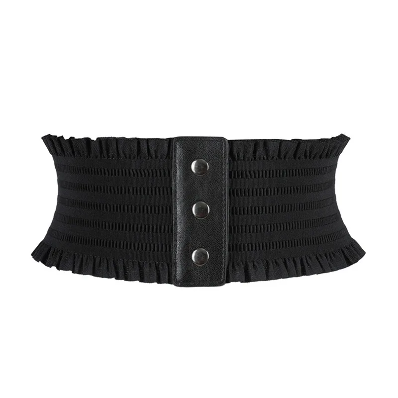 2023 New Design Belt Women'S Black Elastic Wide Waistband Pu Leather Cummerbund Ladies Designer Overcoat Belt For Women
