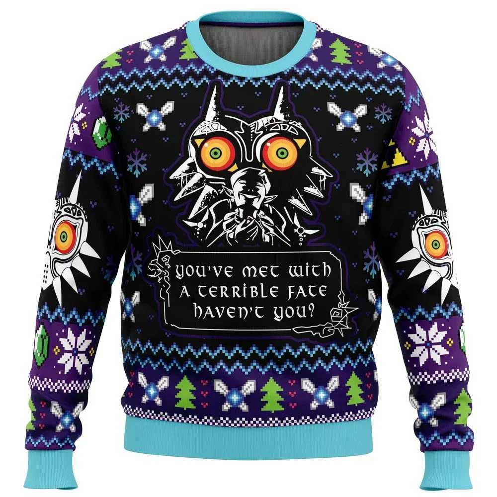 Majoras Mask Seamless Pattern Legend Of Zelda Ugly Christmas Sweater Gift Santa Claus Pullover Men 3D Sweatshirt And Top Autumn LX241113