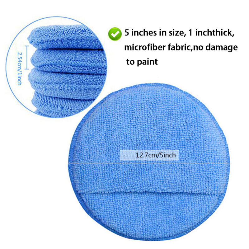 1pc Microfiber Wax Applicator Pad 5" Diameter with Finger Pocket Polish Car Wax Apply Remover Buff Pads