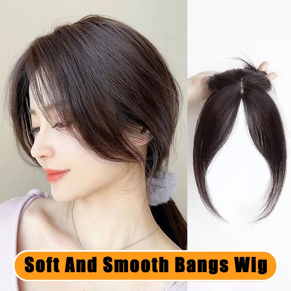 Natural Clip-in Women Bangs Wispy 3D French Bangs Forehead Hair Extensions Black Brown Side Bangs Fringe Wig Hairpieces smile