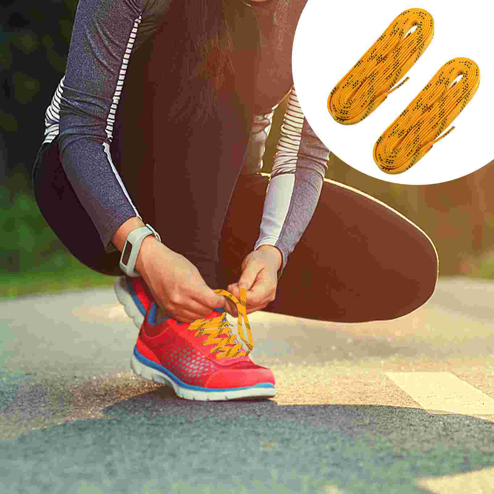 1 Pair Hockey Ice Skate Shoelaces Universal Sneakers Shoe Laces (Yellow)