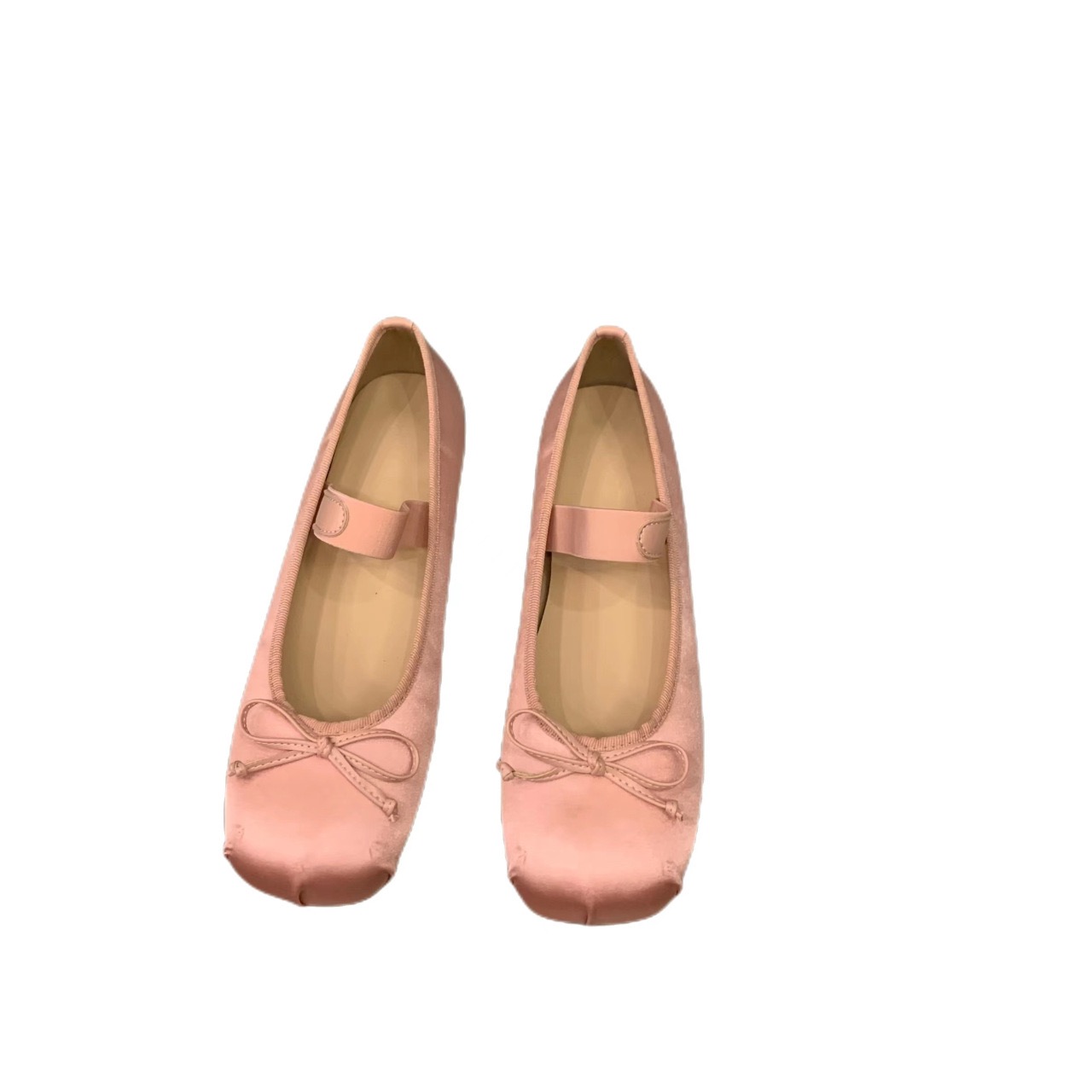 Designer silk New 0b7a9 Bowtie ballet big square toe ballerina shoes elastic band slip on New loafers women flats plus size 43