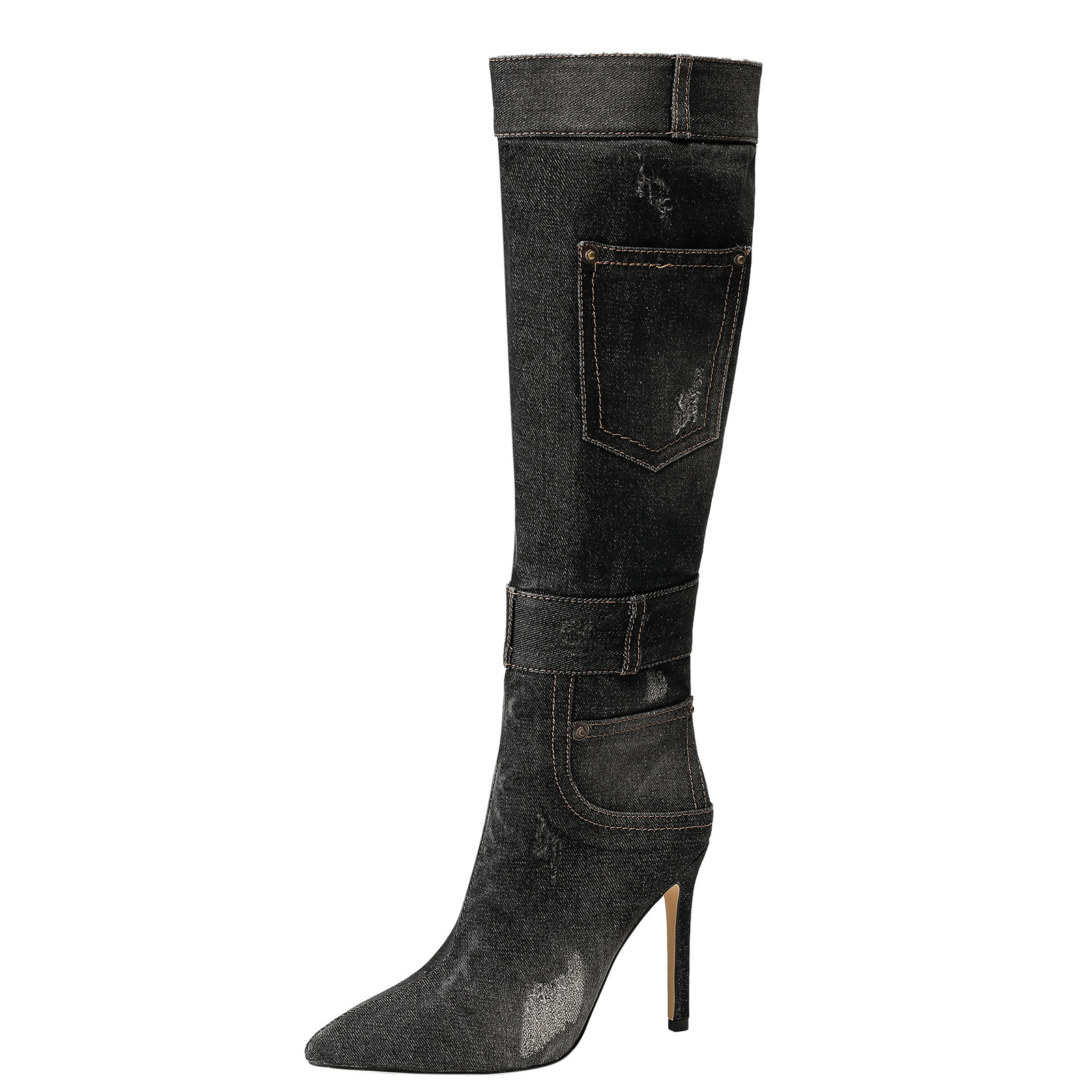 Fashion Boots for Women High Heel Long Boots Versatile Ladies Girls for Casual Everyday Wear