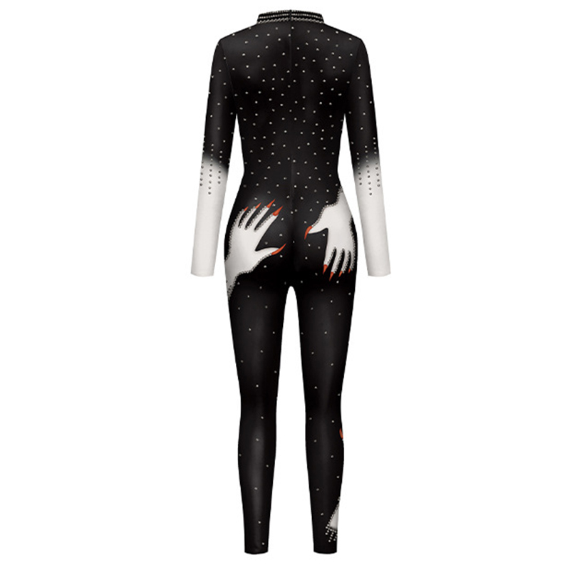 Ghost Hand Zentai Cosplay Jumpsuit Adult Women Sexy Uniform Slim 3D Printing Catsuit Bodysuit Halloween Party Stage Costume