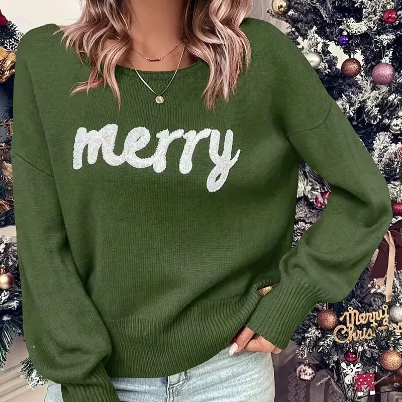 Autumn/Winter Knitted Womens Christmas Long Sleeve Velvet Sweater for Women 241113