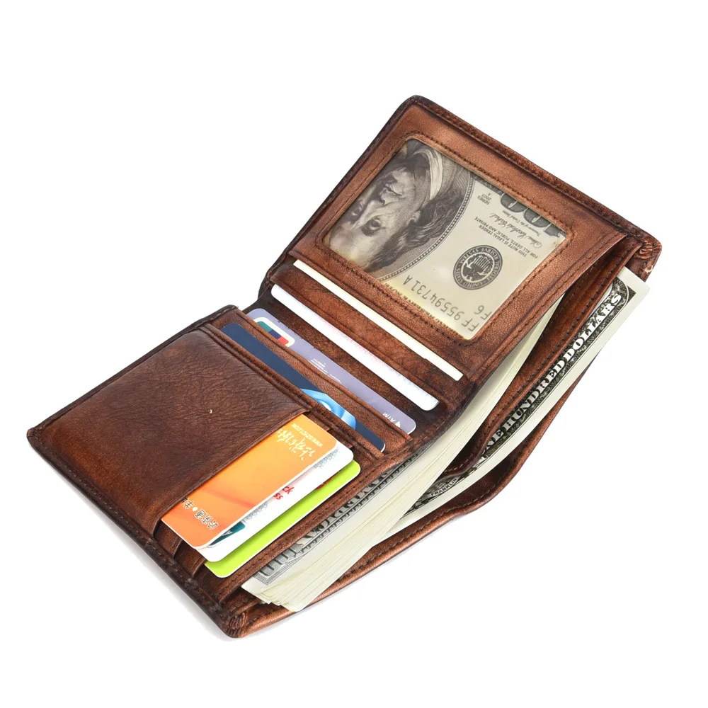 Vintage Eagle Wallet Men Genuine Leather Retro Short Bifold Cartera Hombre Top Quality wallet for Man