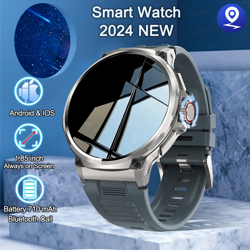 New Men 2024 Smart Watch 710mA Large Battery Health Watch Tracking 1.85 Inches Bluetooth Call Music Smart Watch For Huawei iOS smile