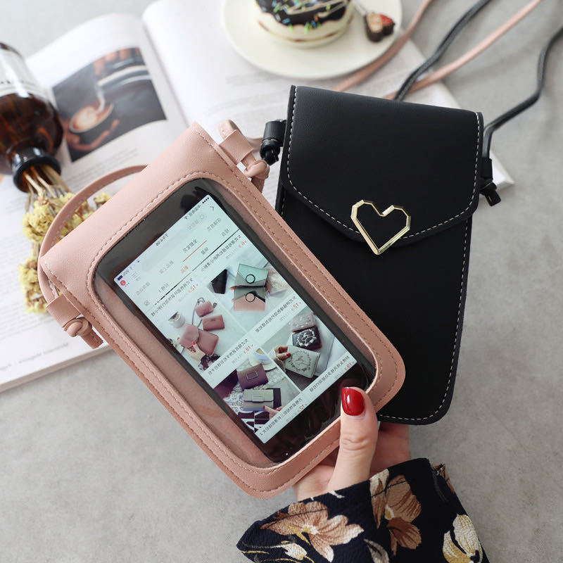 Women's Wallet Shoulder Leather Touch Screen Mobile Phone Bag Cute Card ddmysmile Holders Purse Money Pockets Girls Sling Crossbody Bag Smile