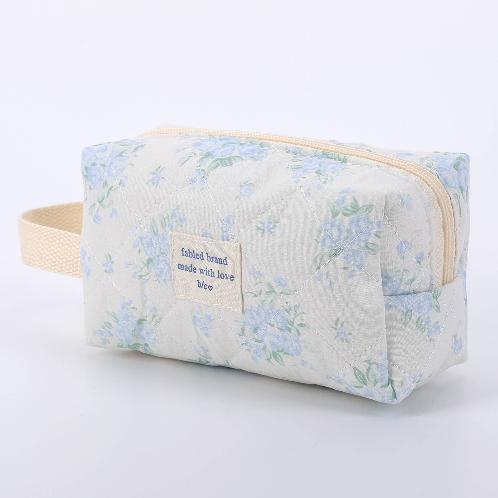 Checkered Floral Women Quilted Makeup Bag Large Travel Organizer Lightweight Portable Cosmetic Storage Bag Lady Makeup Bag Purse smile