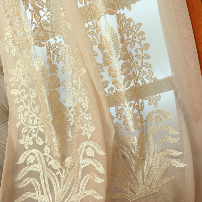 Velvet Embroidery Blackout Curtains for Living Dining Room Bedroom Fabric Gauze European French Bedroom Room Curtain Fabric