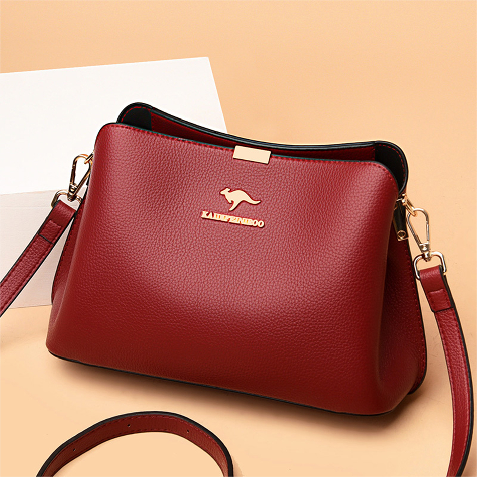 Solid Color Luxury Designer High Quality Leather Women's Handbag Purses Multifunctional Ladies Shoulder Messenger Bags Sac Femme