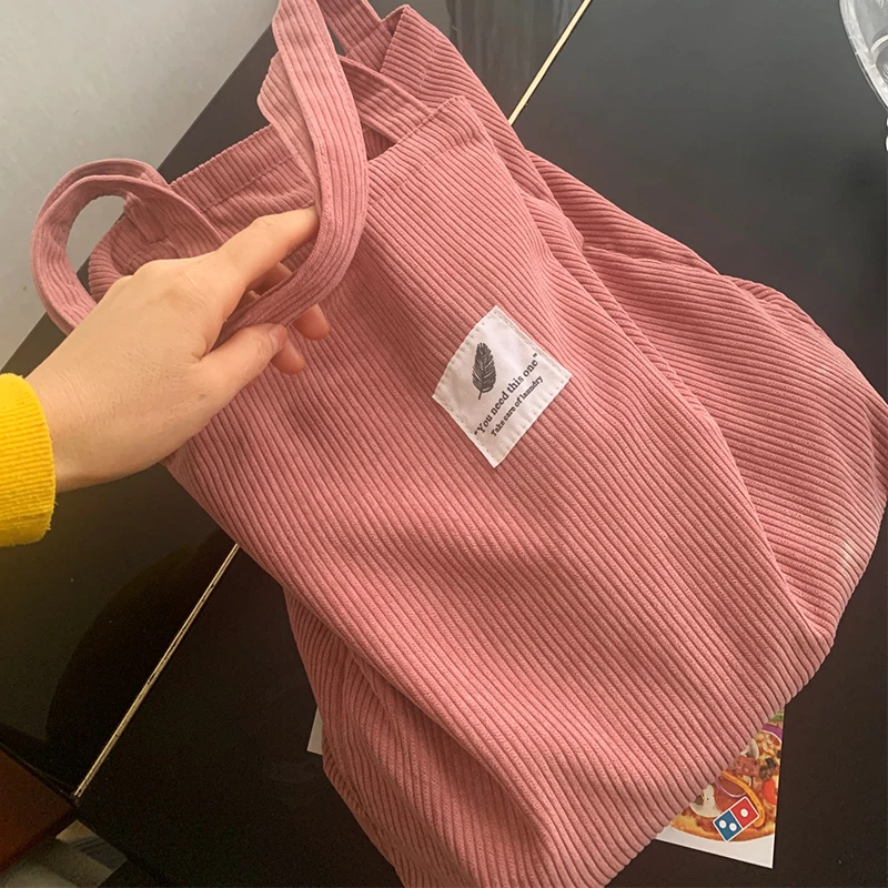 JIOMAY Corduroy Totes Bags for Women Shoulder Bag Female Soft Environmental Storage Reusable Girls Handbag Shopper Tote