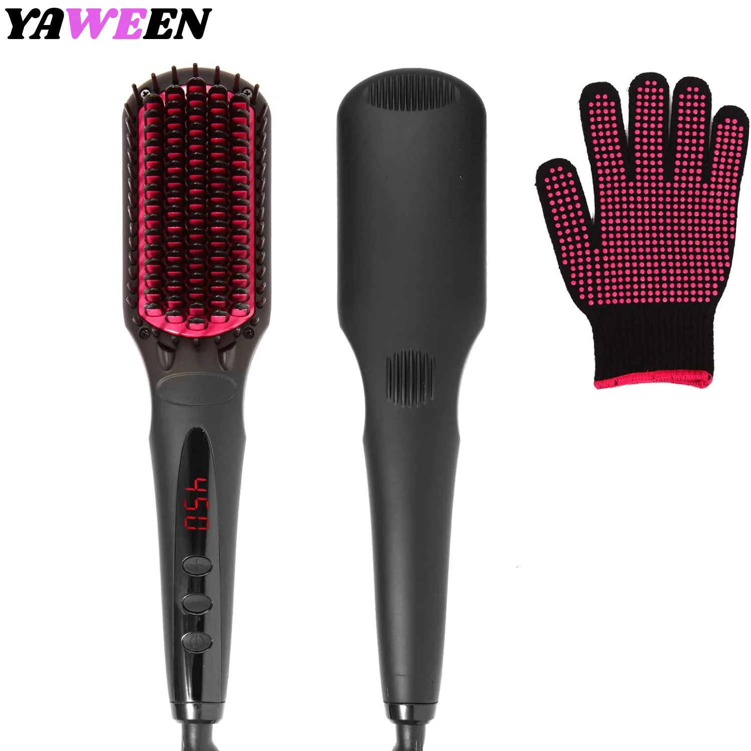 Negative ion Hair Straightener Brush Anti-Scald Portable Hair Styling Tools appliances Comb for Natural Thick Hair Women 240401