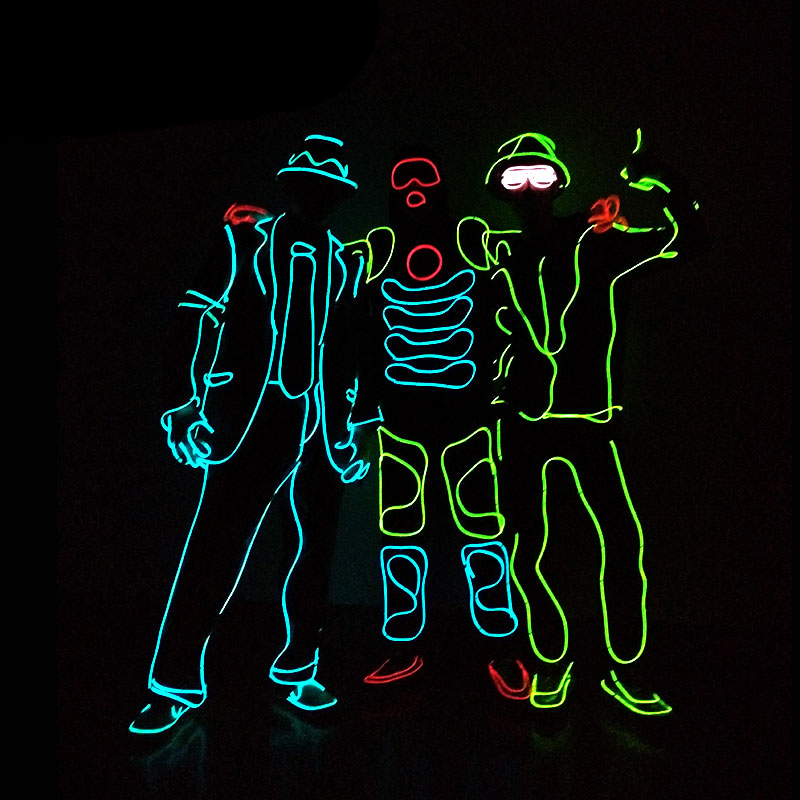 Wire Glowing EL DIY Clothes Costume Performence Dance Supplies Lumionous ddmysmile Clothing Costume Hiohop Street Dance Props Smile