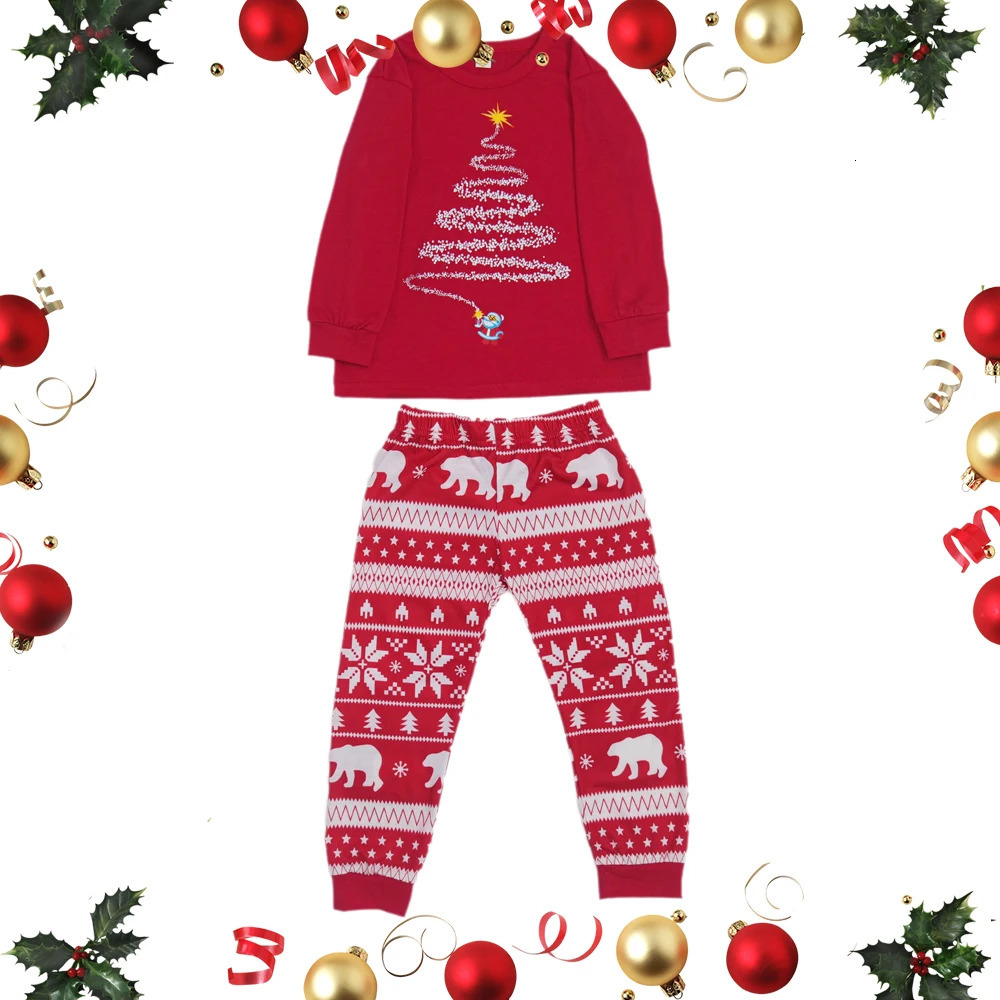 Family Christmas Matching Pajamas Set Red Firework Print Dad Mom Kids Homewear Comfortable Sleepwear Baby Romper Xmas Look 241112