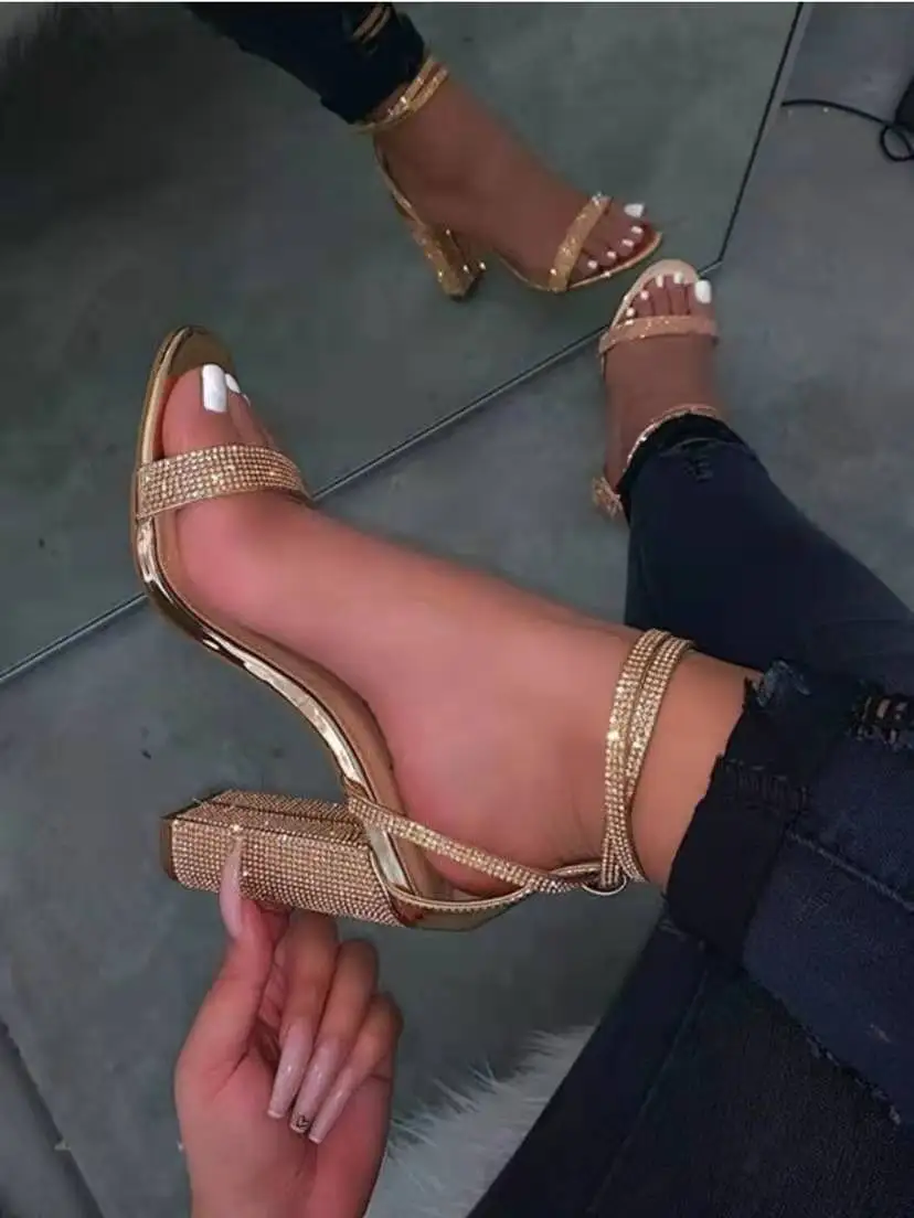 2025 NEW Women Heel Rhie Sexy Transparent High Heels Sandals Female New Summer Party Dress Shoes Ladies Pumps Plus Size ff s