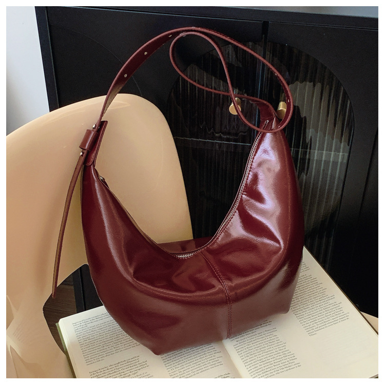 Large PU Leather Hobo Shoulder Bag for Women 2024 Korean Fashion Trend Crossbody Handbag