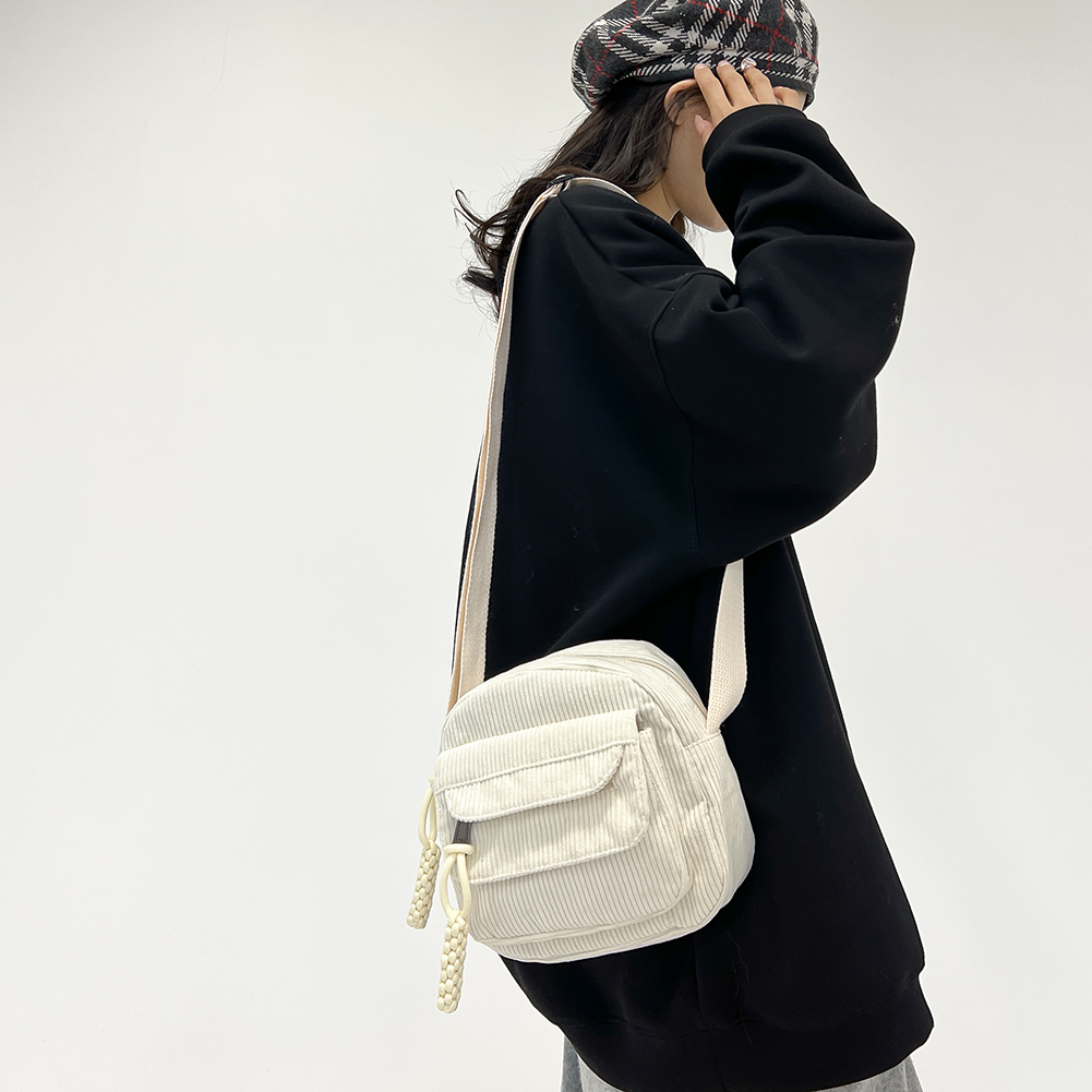 Women Corduroy Crossbody Bag Casual Multi Layer Shoulder Bag Versatile Phone Purse Satchel Hobo Bag Travel Holiday Purse