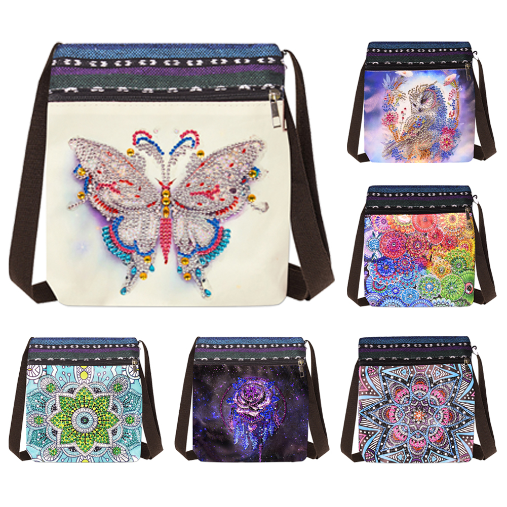 Special Shaped Diamond Painting Handbag Butterfly Diamond Painting Tote Bag Diamond Art Handbag Mandala for Woman Home Organizer