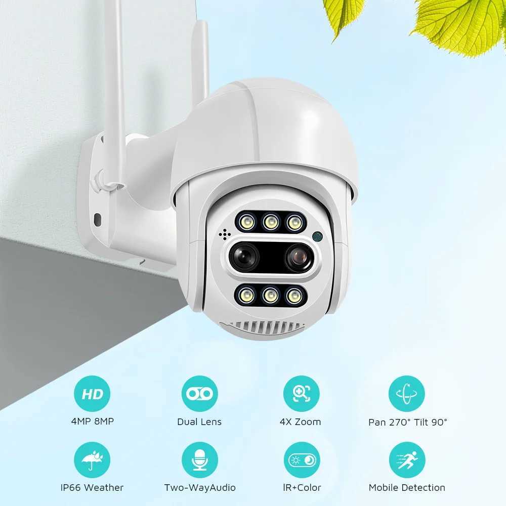 IP Cameras ANBIUX 8MP 4K PTZ IP Camera 8x Zoom Dual-Lens Human Detect CCTV Camera 4MP Outdoor CCTV Wifi Video Surveillance Camera ICSEE APP 24413