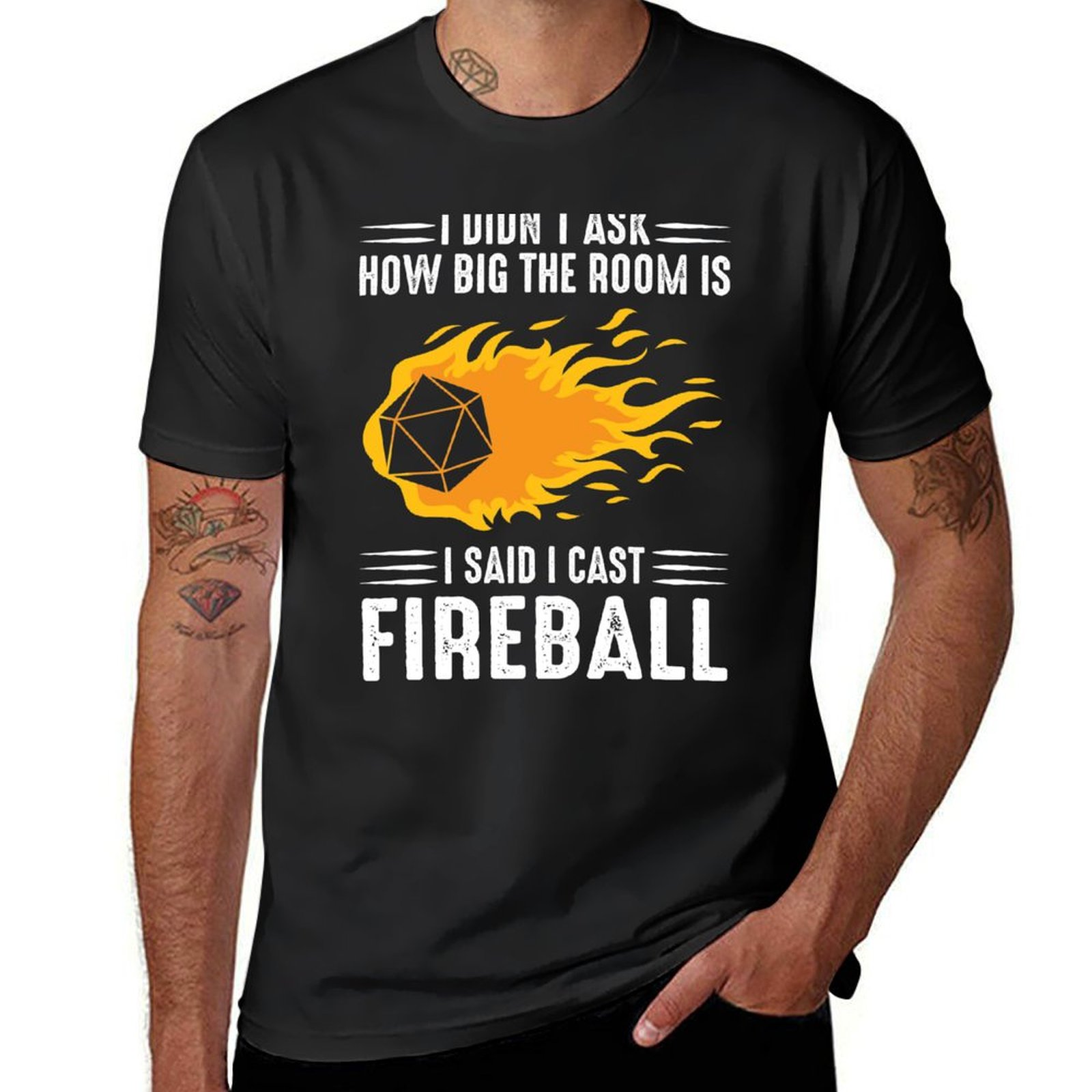 Fireball I Wizard Cast Sorcerer DM Gift TTRPG T-Shirt Tees Aesthetic Clothes Mens Big ddmysmile And Tall T Shirts Smile