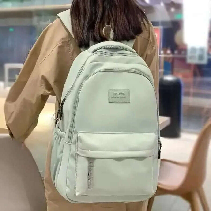 No pendant waterproof youth nylon Rucack fashionable girl women shoulder bag high school backpack black 240827 154f