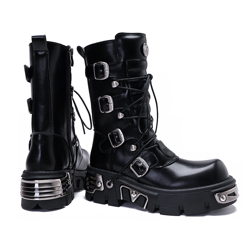 Rock Boots Retro Both Men And 2023 New Dark Punk Leather Metal Niche Motorcycle Platform Shoes For Women