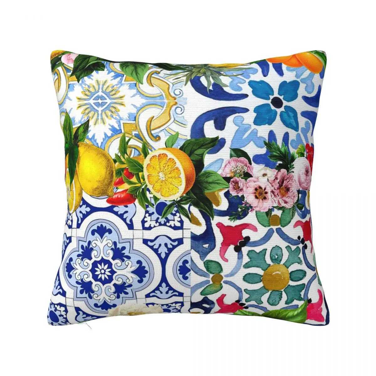 Sicilian tiles Mediterranean mosaics lemon shells cover mats sofa decorative mats M241113