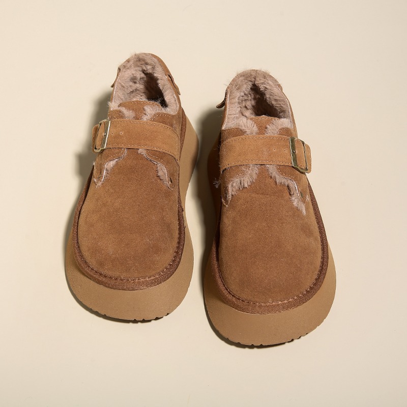 Real fur integrated snow boots for women with thick suede NEW soles, winter women's shoes