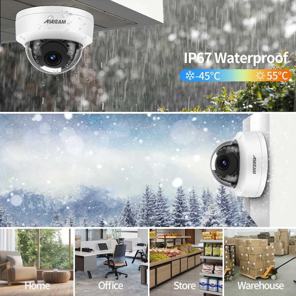 IP Cameras ASECAM 8MP 4K POE IP Camera IK10 Explosion-proof Outdoor Face Detection H.265 Metal Dome CCTV Security Video Surveillance 24413